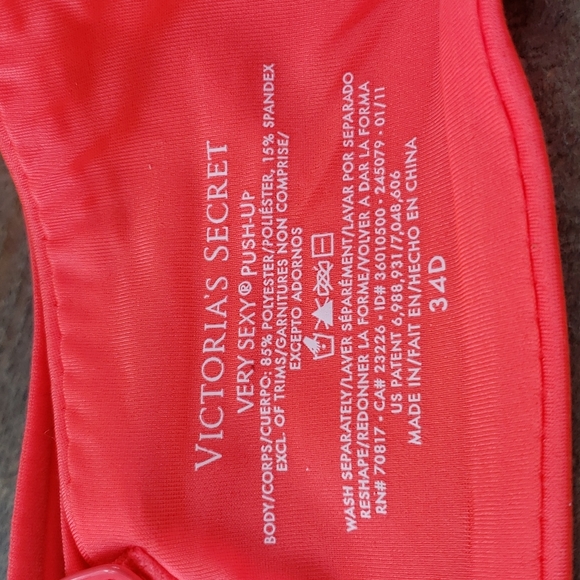 Victoria's Secret Very Sexy Push Up Bra Vibrant Orange Animal Print Lace Accent - Picture 5 of 10